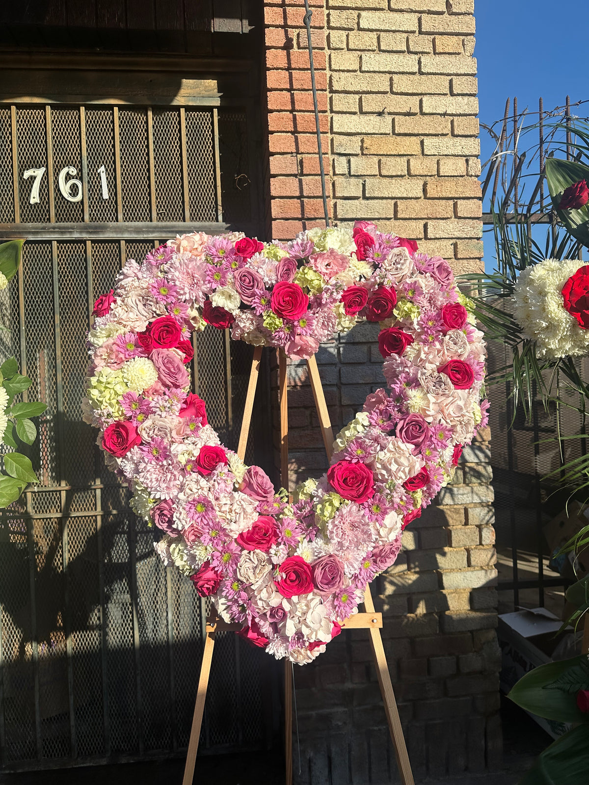 Pink Hydrangea Heart Wreath by Bianca's Flowers