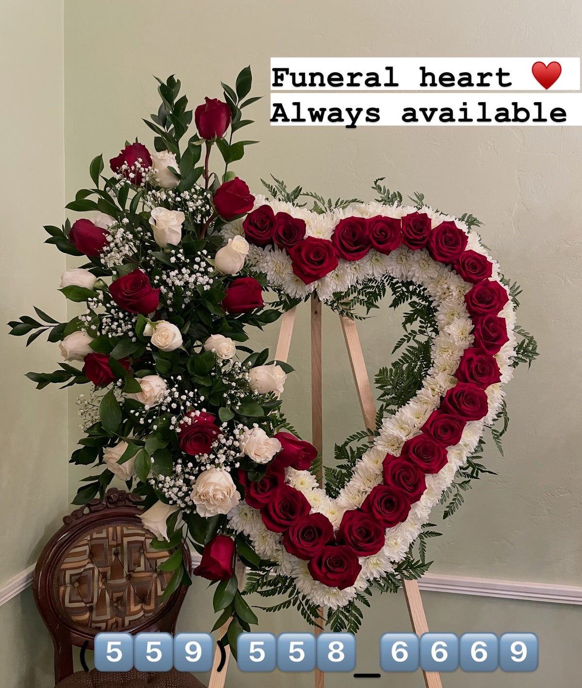 Red Heart Wreath by Bianca's Flowers