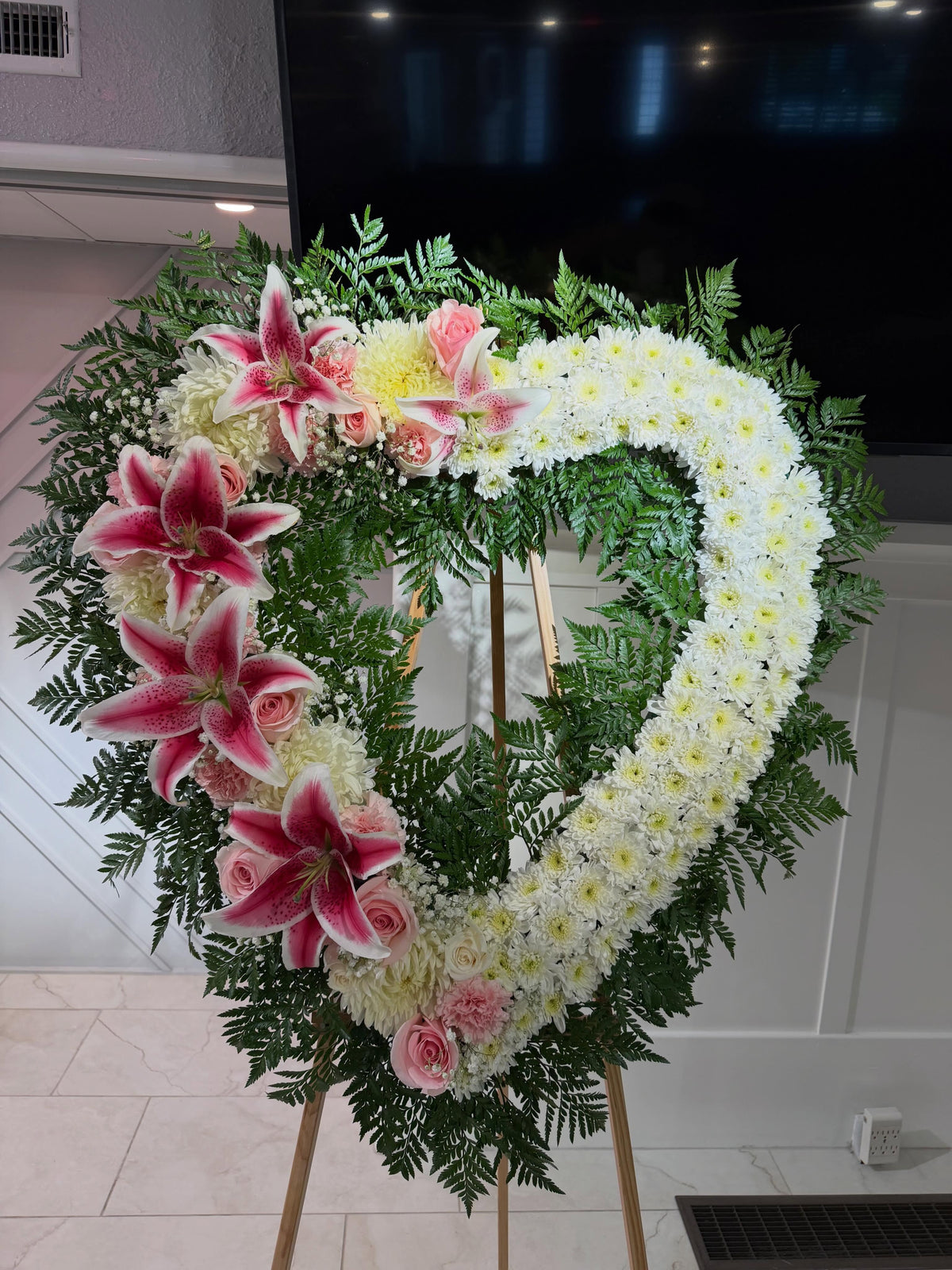 Pink Funeral Heart by Bianca's Flowers