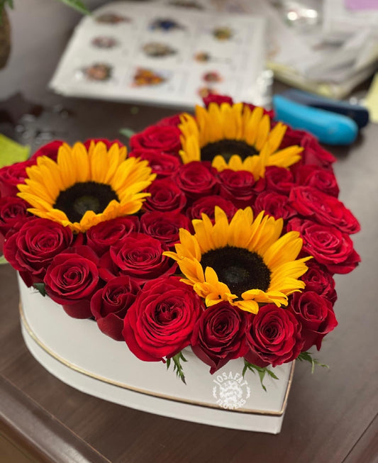Sunflower and Rose Heart by Bianca's Flowers