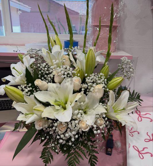 White Sympathy Blooms by Bianca's Flowers