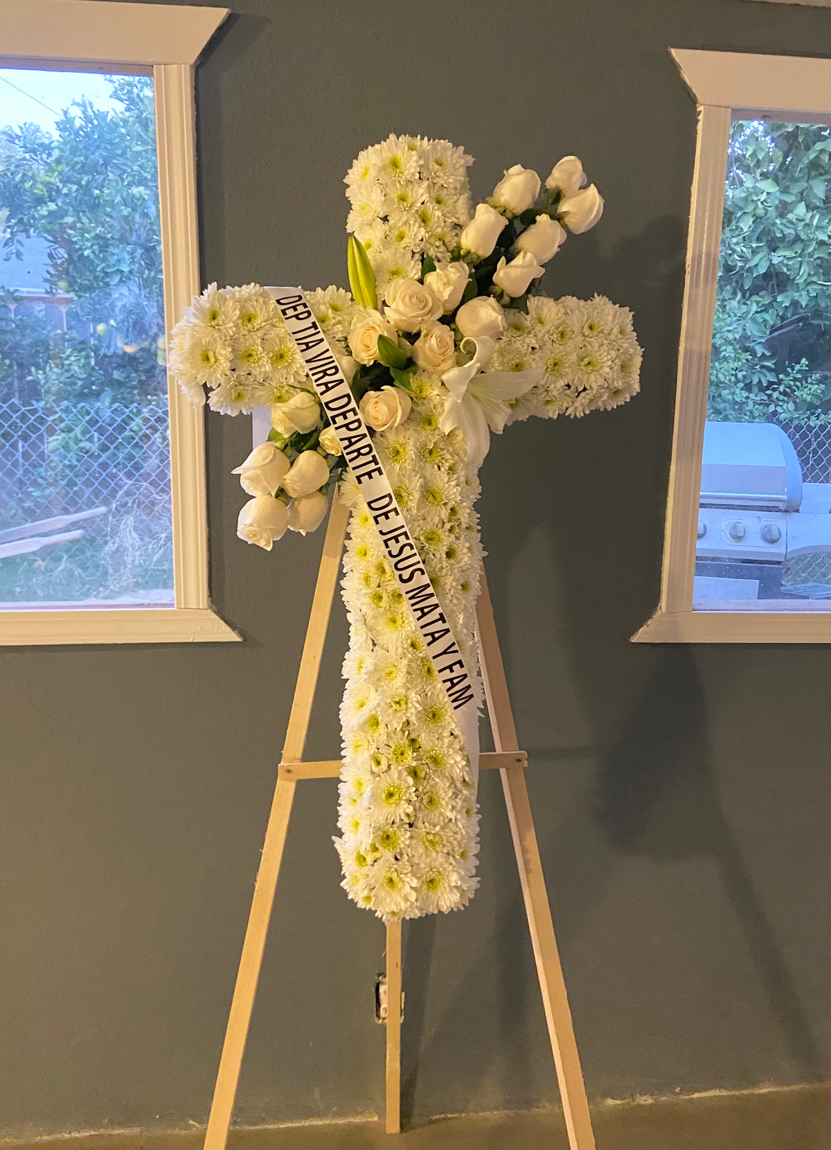 Funeral Cross White by Bianca's Flowers