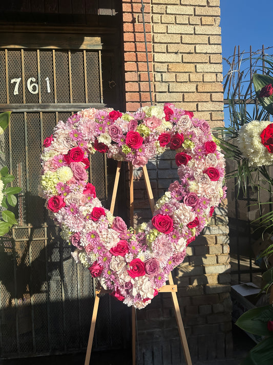 Pink Hydrangea Heart Wreath by Bianca's Flowers