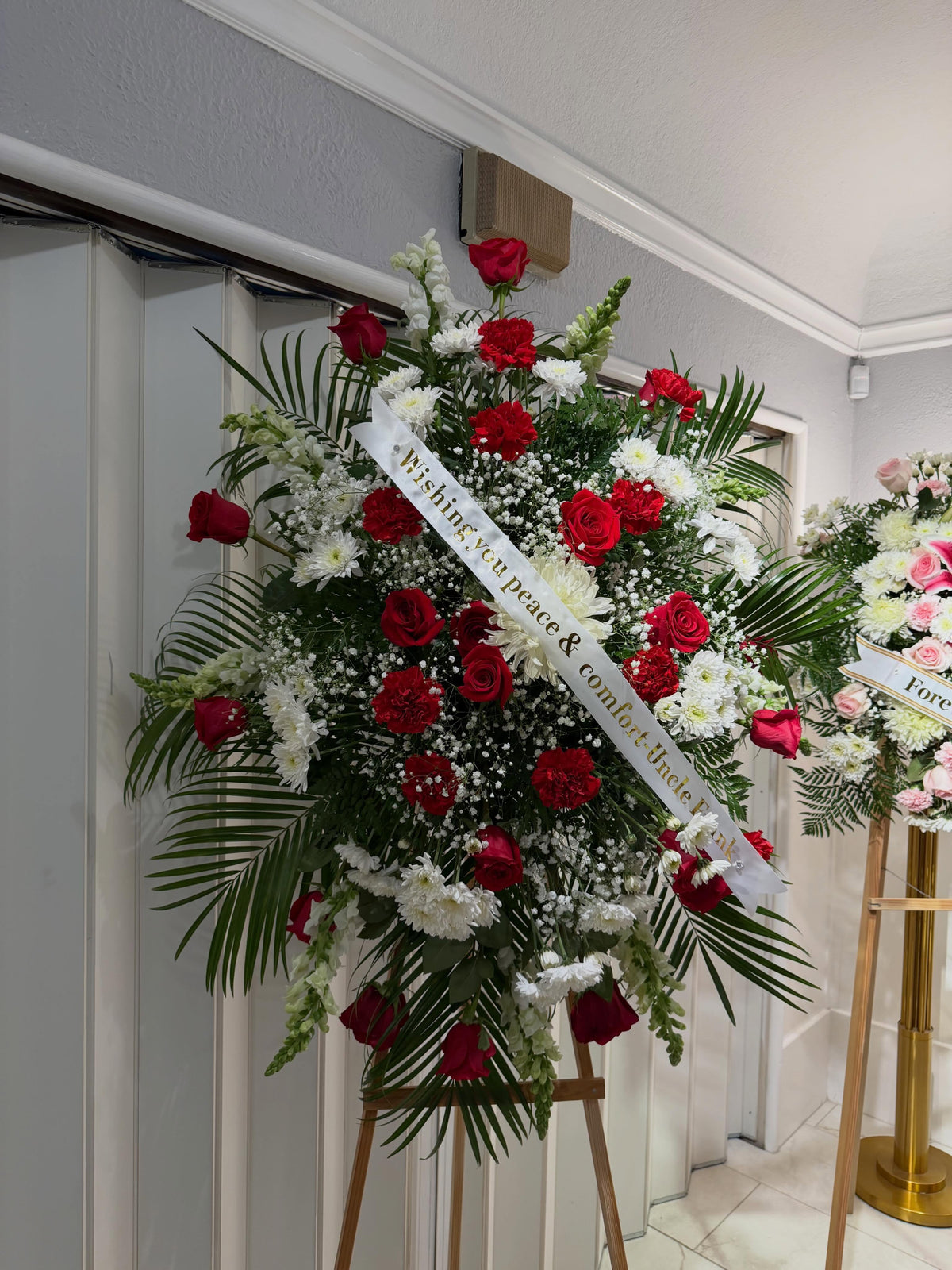 Red Funeral Diamond Stand by Bianca's Flowers