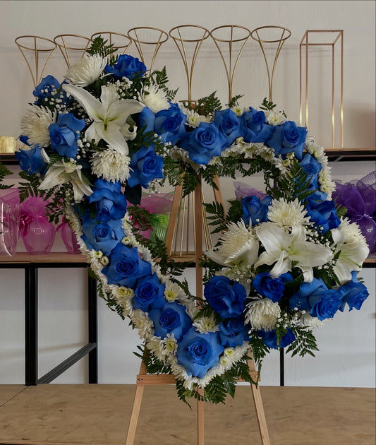 Blue Heart Wreath by Bianca's Flowers