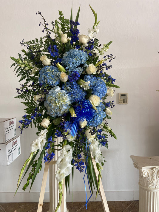 Blue Hydrangea Diamond Stand by Bianca's Flowers