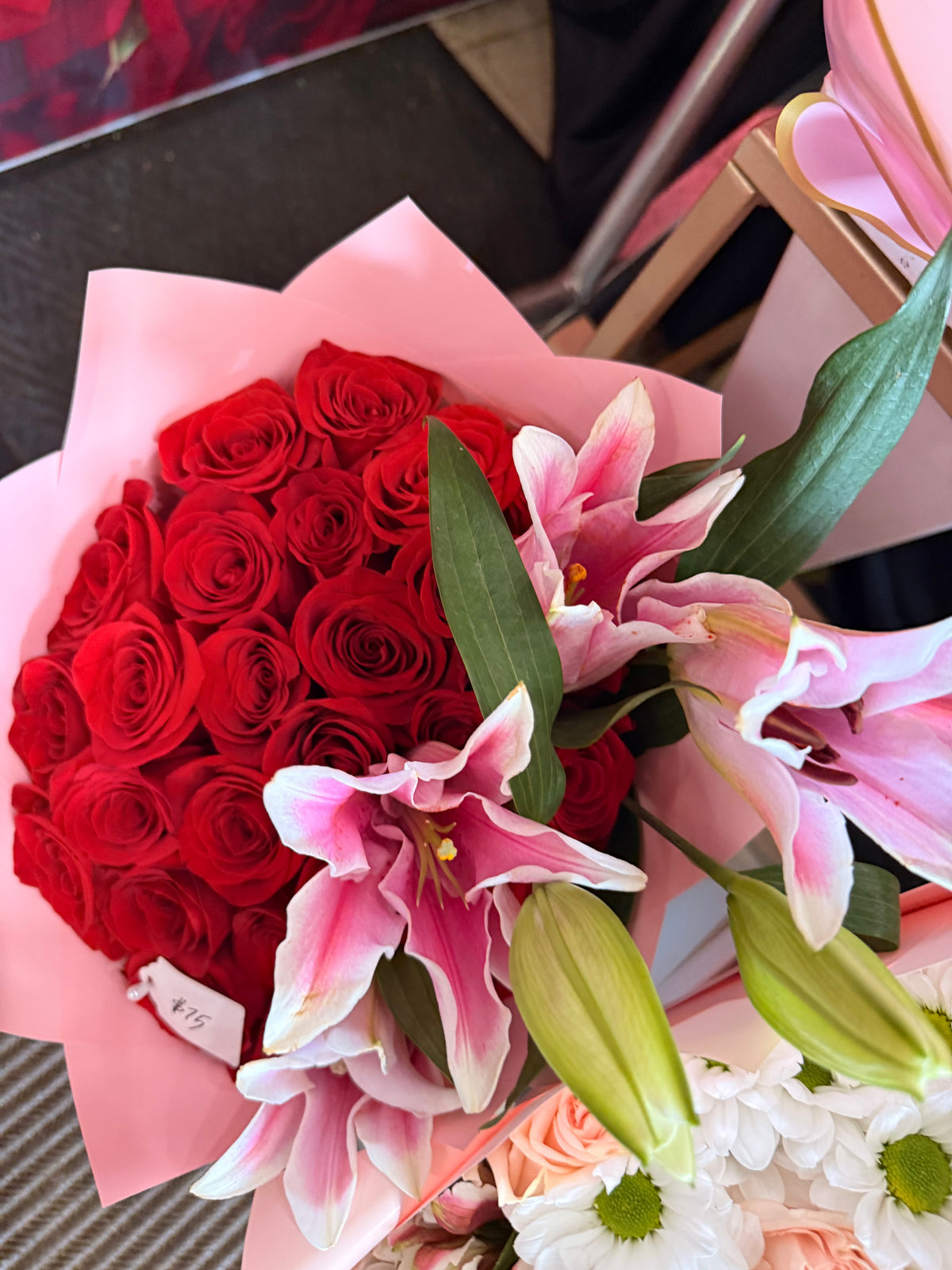 Red Roses and Lilies by Bianca's Flowers